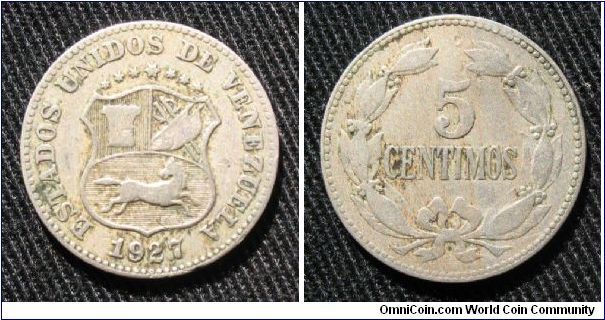 Los Estados Unidos de Venezuela, 5 centimos (puya), Cu-Ni