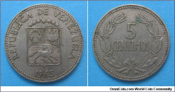 REpublica de Venezuela, 5 centimos (puya), Cu-Ni