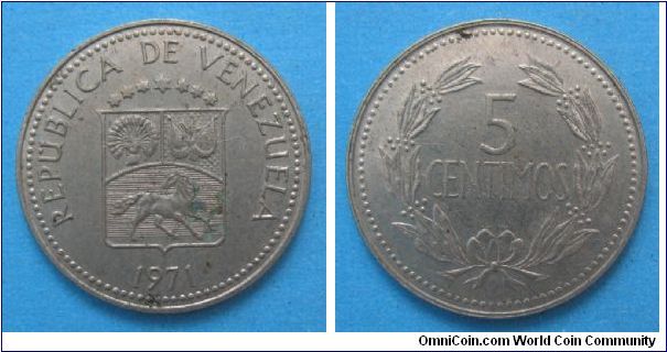 Republica de Venezuela, 5 centimos (puya), Cu-Ni