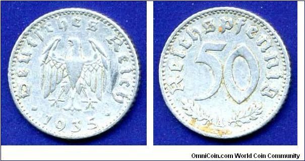 50 reichspfennig.
The Third Reich.
(A) Berlin mint.
Mintage 75,912,000 units.


Al.
