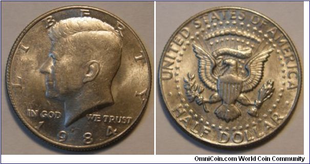 Error on the rim
1984P 
Copper-nickel clad issues (regular circulation from 1971 to date):
Weight: 11.34 g (0.4 oz avoirdupois) 
Composition: 75% copper, 25% nickel