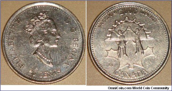 Canada, 25 cents, 2000 Millennium series (November): Freedom
