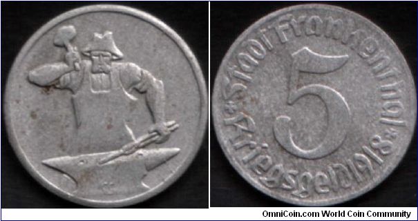 1918 Frankenthal 5 pfennig notgeld.