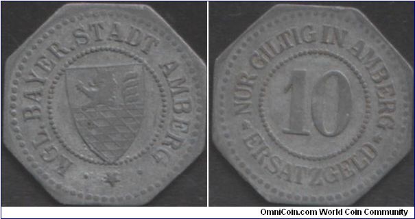 1918 Amberg 10 pfennig notgeld.