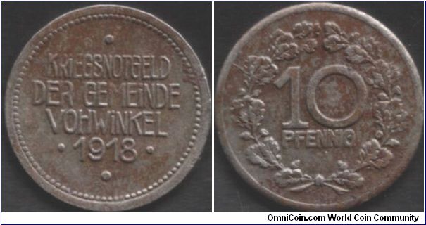 1918 Vohwinkel 10 pfennig notgeld.