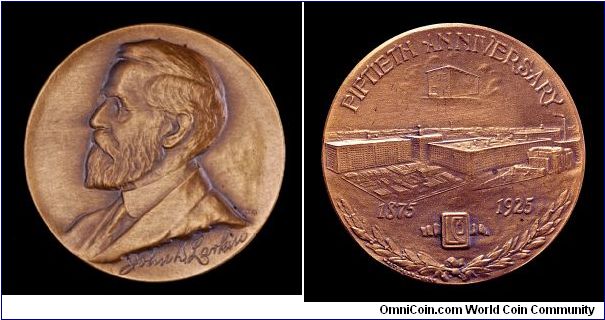 50th anniversay medal of the John D. Larkin company. Buffalo, NY 38 mm, bronze