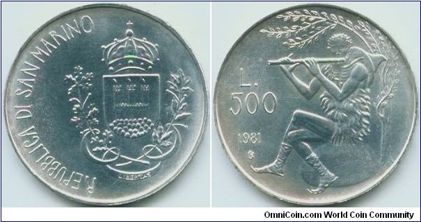 San Marino, 500 lire 1981.
2000th Anniversary - Virgil's Death.