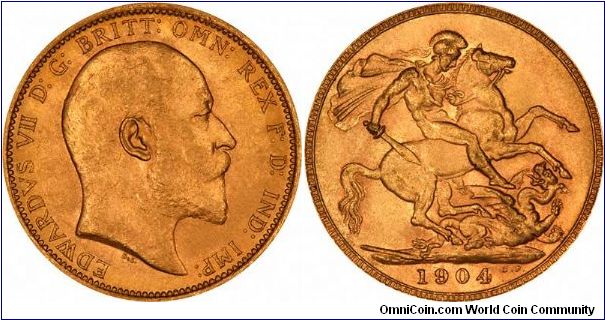 London Mint gold sovereign of Edward VII.
