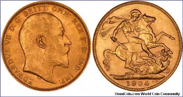 Perth Mint gold sovereign of Edward VII.