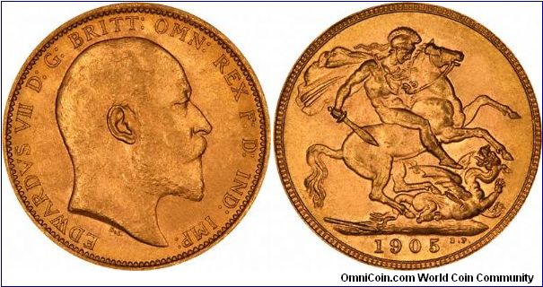 London Mint gold sovereign of Edward VII.