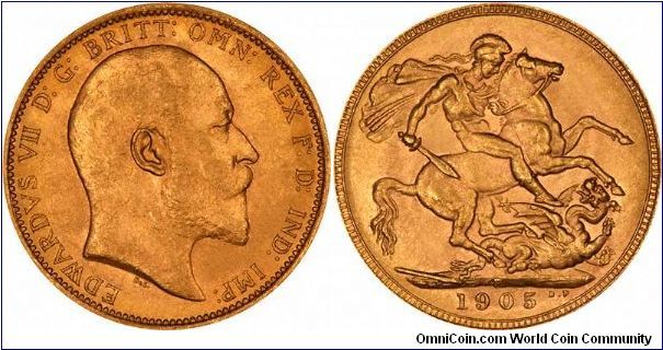 Perth Mint gold sovereign of Edward VII.