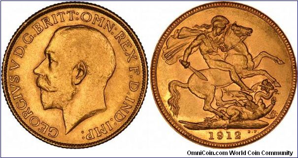 Sydney Mint gold sovereign of George V.
