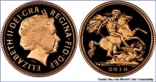 Why stop at 2009! Once we get started, it's hard to stop. Here is a preview of how the 2010 gold sovereign might look if the Royal Mint don't change the design before then.
