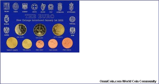 Complete set of 8 Cyprus euro coins in our own generic euro insert and case.