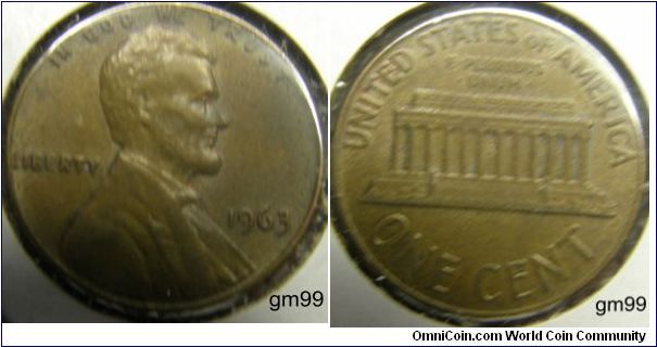 1963 Lincoln Cent
Mintmark: None (for Philadelphia) below the date