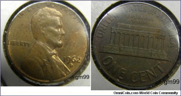 1962D Lincoln Cent
Mintmark: D (for Denver, CO) below the date