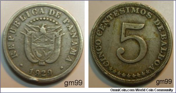 Panama km9 5 Centesimos (1929,1932)