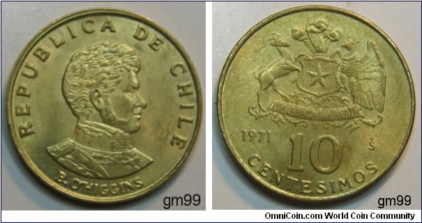 Chile km194 10 Centesimos (1971)