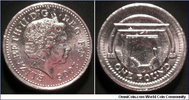 British pound coin.  Egyptian Arch design