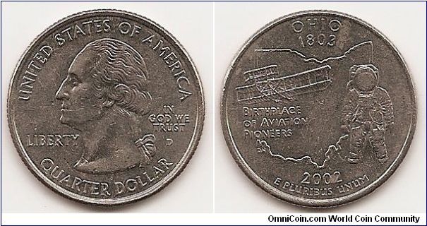 Quarter
50 State Quarters
OHIO
KM#332
COPPER-NICKEL CLAD COPPER