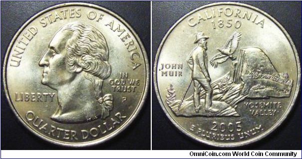 US 2005 quarter dollar commemorating California, mintmark P. Special thanks to Art!