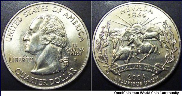 US 2006 quarter dollar commemorating Nevada, mintmark P. Special thanks to Art!