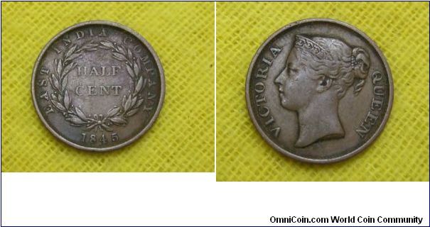 East India Company 1/2 Cent 1845