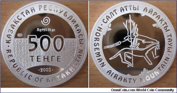 500 Tenge - Petroglyphs serie - Horseman - 24 g Ag 925 - mintage 3,000