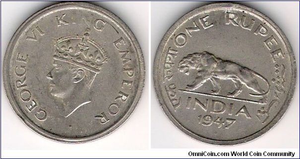 George VI One Rupee.