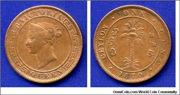 1 cent.
Victoria (1837-1901).
British Ceylon.


Cu.