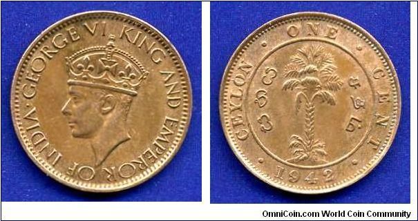1 cent.
George VI (1936-1952).
British Ceylon.



Cu.