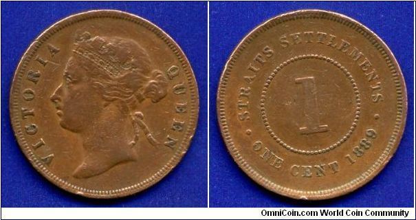 1 cent.
Straits - settlements.
Victoria (1837-1901).
Mintage 6,010,000 units.


Cu.