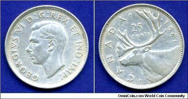 25 cents.
George VI (1936-1952) Rex & Ind:Imp:.
'H'- Heaton mint, Birmingham.


Ag800f. 5,83gr.