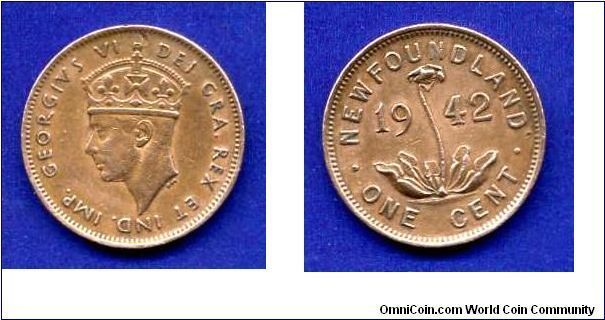 1 cent.
Newfoundland.
George VI (1936-1952).


Br.
