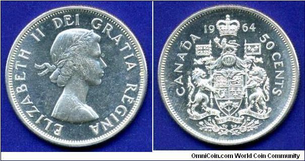 50 cents.
New emblem.
Elizabeth II.


Ag800f. 11,66gr.