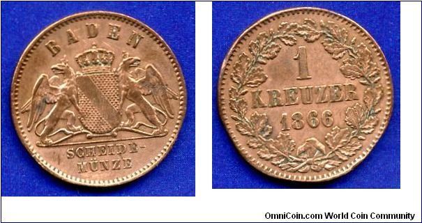 1 kreuzer.
Duchy of Baden.
Friedrich I (1856-1907).


Cu.