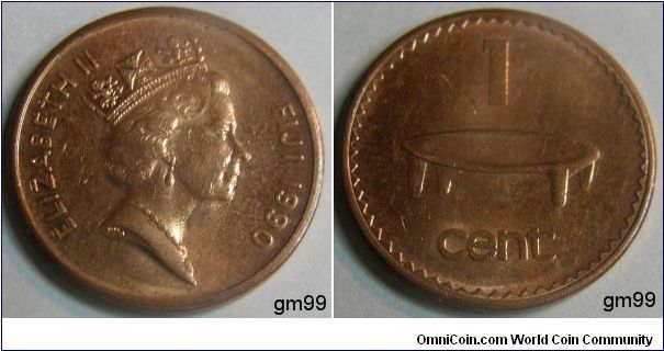 Fiji Islands, Queen Elizabeth II
1 Cent