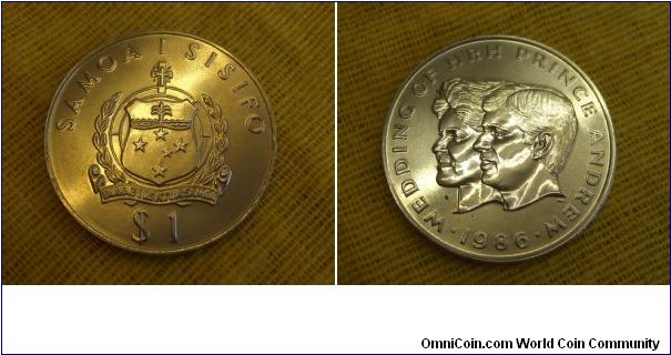 Samoa i Sisifo
$1 1986 featuring Prince Andrew of Great Britain and his wife.