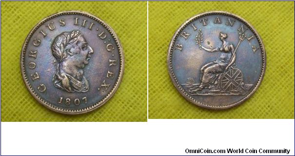 Lovely Half-Penny of George III 1807.