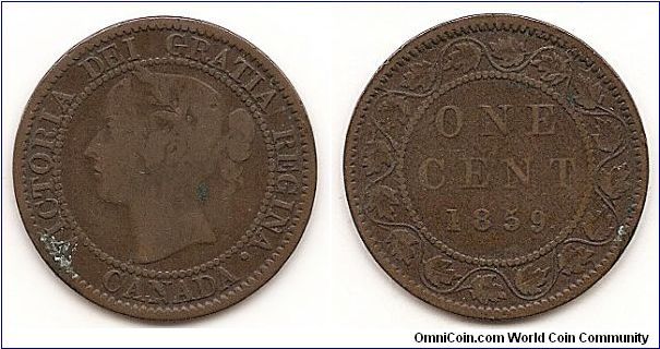 1 Cent
KM#1
3.2400 g Bronze 25.6 mm Ruler: Victoria Obverse: Victoria head left Edge: Plain