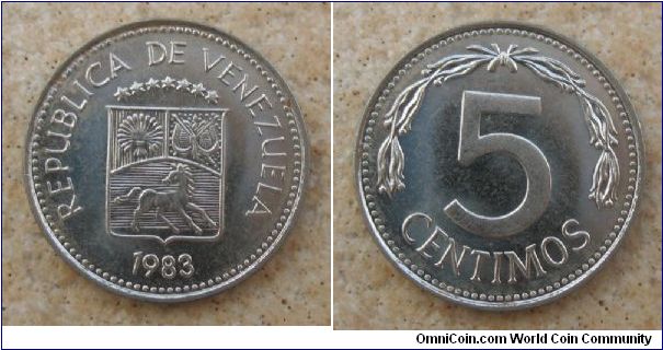Republica de Venezuela, 5 centimos, clad