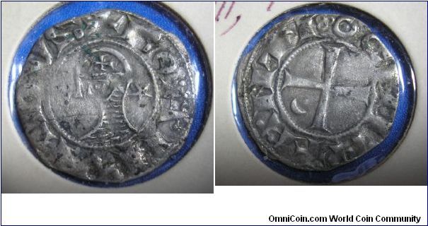 Antioch (Crusader state), Bohemond IV.
Silver Billion denier.  1201-1232.