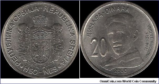 20 Dinars 2006, Nikola Tesla 1856-1943