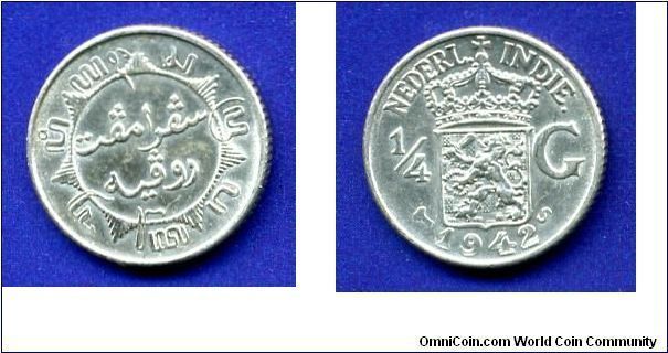 1/4 Gulden.
Nederlandsch Indie.
(S)San-Francisco mint.


Ag720f. 3,18gr.