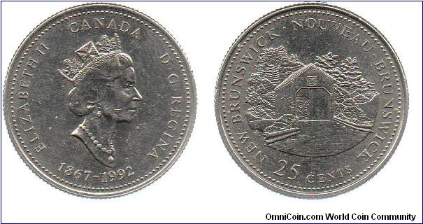 1992 New Brunswick 25 cents