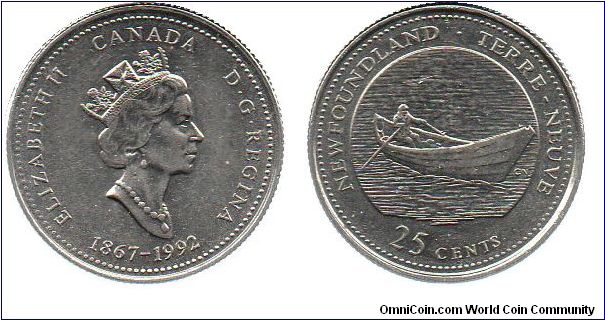 1992 Newfoundland 25 cents
