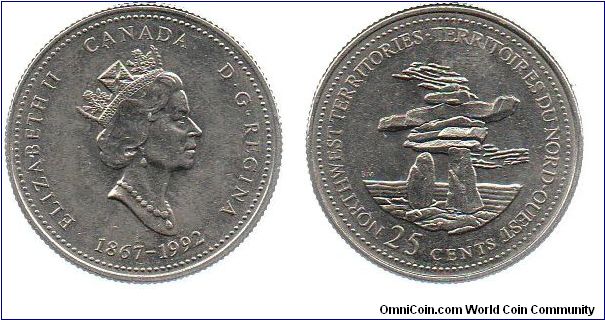 1992 Northwest Territories 25 cents