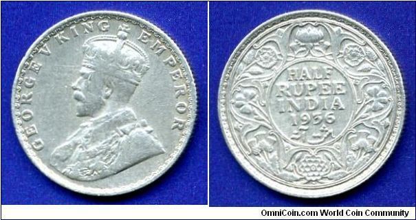 1/2 Rupee.
George V (1910-1936).


Ag917f. 5,83gr.