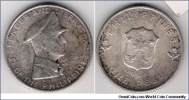 1 Peso, General Douglas MacArthur.  Defender of the Philippines.