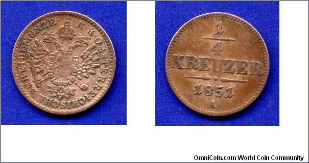 1/4 kreutzer.
Franc Ioseph I (1848-1916).
Austrian empire.
(A) Vienna mint.


Cu.